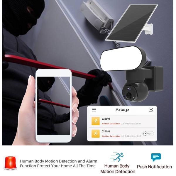 Smart Floodlight Wifi 4G Camera Solar Security 3MP Motion Tracking Two Way Audio Camera