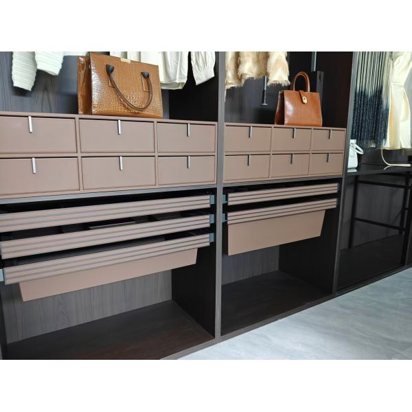 Mjmhd DB-5 Pull-out Basket for Wardrobe, Slim MDF Frame PVC Covered Open Organizer, 964x485x270mm Drawer Insert for Underwear Socks Storage