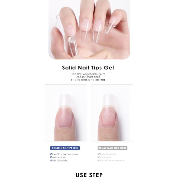 Professional Soft Gel Tips Stick Glue Private logo Solid Extension Tips Hard Gel with 3D Flower Nail Art Gel