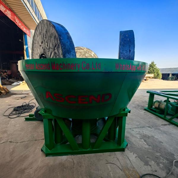 Gold Silver Ore Grinding Machine Three Rollers Water Wet Pan Mill 1200 Model 1 Tph Capacity Output Size 80-150 Meshes