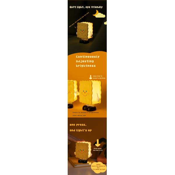 Factory Hot Sales Modern Touch Sensor Adjustable Led And Dimmable Function Cute Biscuit Bedroom Night Light