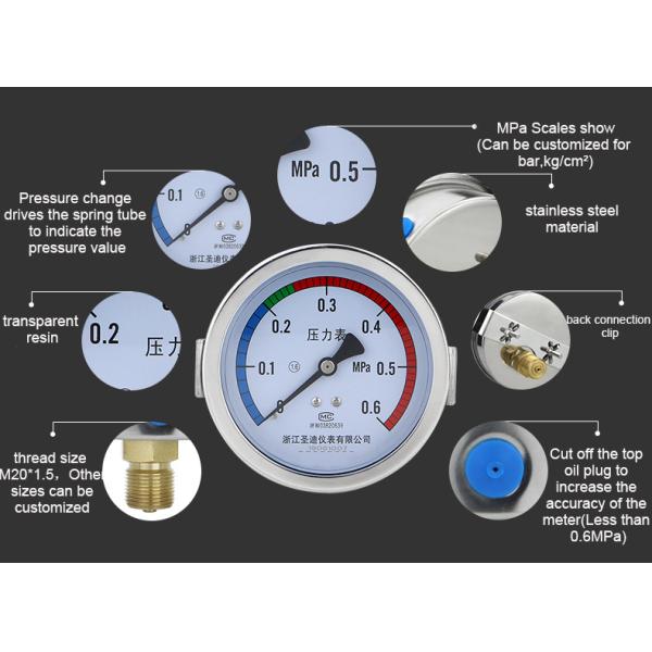 High Precision 16 Range Diaphragm Pointer Manometer for Liquid Air Pressure Measure