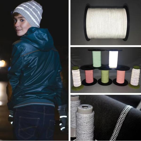 High Luster Double Side Retro Reflective Yarn Patch Winter Hat 1mm Rainbow Reflective Embroidery Thread