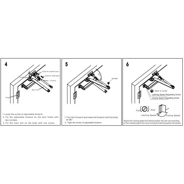 Automatic Electric Door Closer Closing Speed Adjustment 180° Max Opening Angle