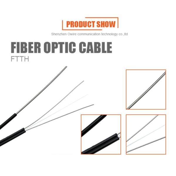 Outdoor Indoor 1 Core 2 Core FTTH Drop Cable With Messenger