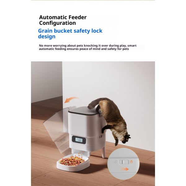 Automatic Eco-Friendly Plastic ABS Dog Cat Feeder Chargeable Battery-Powered LCD Display Timer Quadrate Bowls Waterproof IPX5