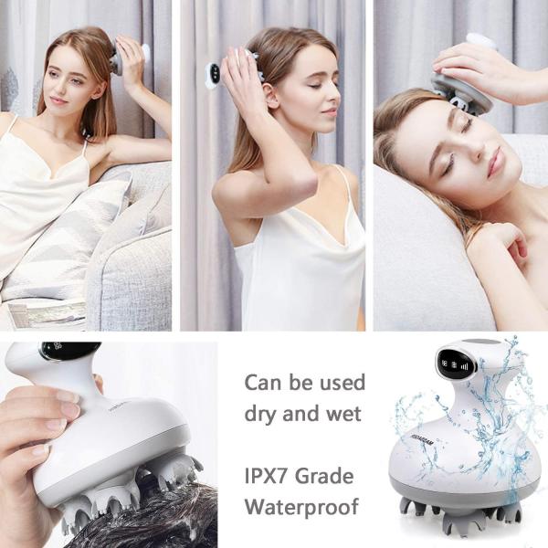 Wireless Waterproof Head Scalp Massager Machine Silicon Low Noise 35db