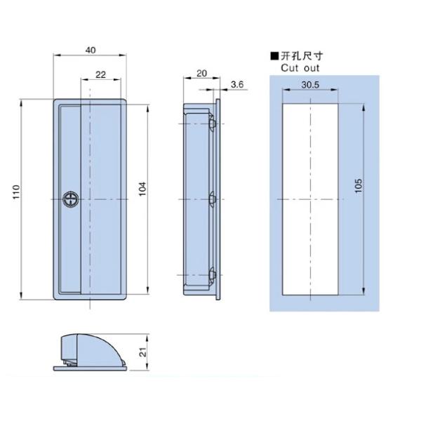 PL011 Plastic Furniture cabinet pulls,recessed flush handles,concealed flush pull handle