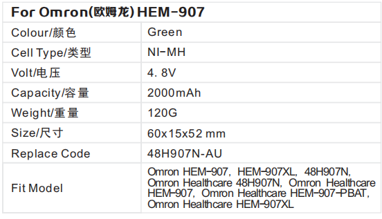 Sphygmomanometer Battery For Omron HEM-907