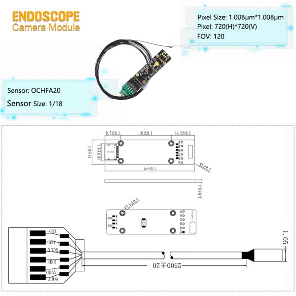 USB2.0 OCHTA10 Sensor 100*100 Pixel Endoscope Camera Module
