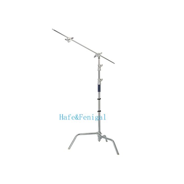 Professional Stainless Steel C-Stand Grip Stand with Boom Arm, Turtle Base & Adjustable Sections
