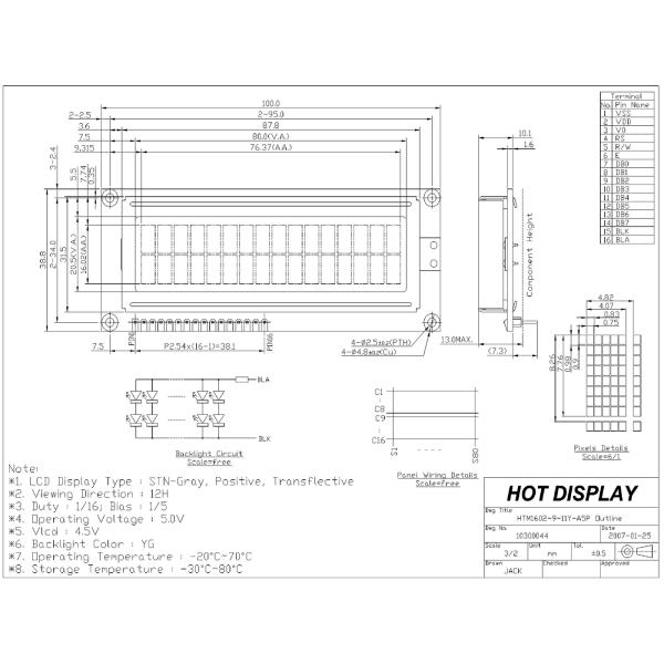 Durable 16x2 Character LCD Display , Multifunctional STN LCD Display