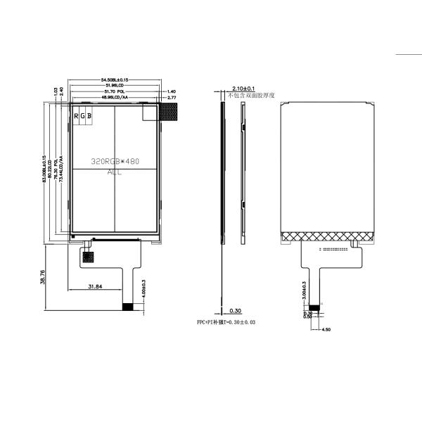 3.5'' 320x480 IPS Portrait TFT LCD Module Display with SPI Interface