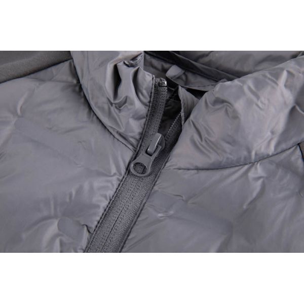 Men's grey lightweight hybrid quilted vest side view