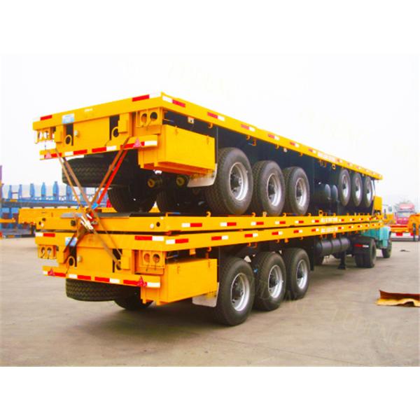 3 Axle 40ft Flatbed Trailer , High Bed Flatbed Container Trailers With WABCO System