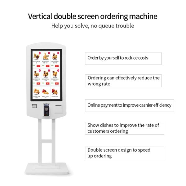32 Inch Double Side Touch Screen Ordering Kiosk Self Service For Restaurant