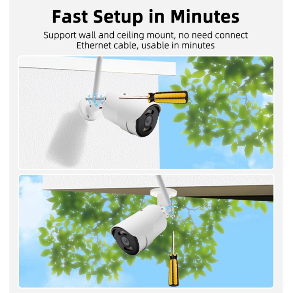 5MP Outdoor WiFi Security Camera, Eseecloud APP Remote Viewing, IP66 Weatherproof, Smart Motion Detection, Built-in Siren & Microphone, Dual Mode