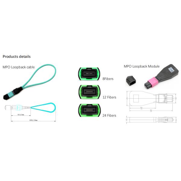 12 Fibers MTP Fiber Optic Patch Cables Multimode Fiber MPO Loopback Cable