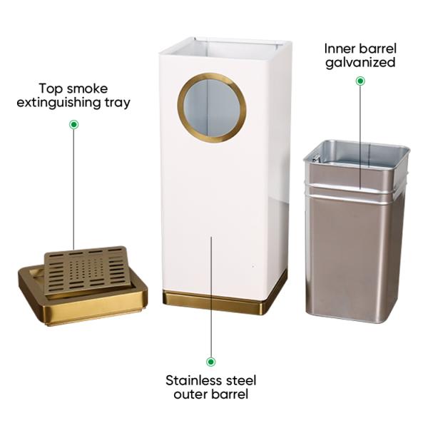Stainless Steel Public Trash Cans with Large Capacity Rectangular Outdoor Recycling Bins for Hotel Areas