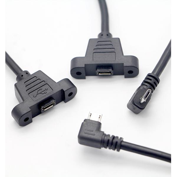 CUSTOM 0.3M 1M 90 Degree Up Down Left Right Angle Screw Micro Panel Mount USB Extension Cable
