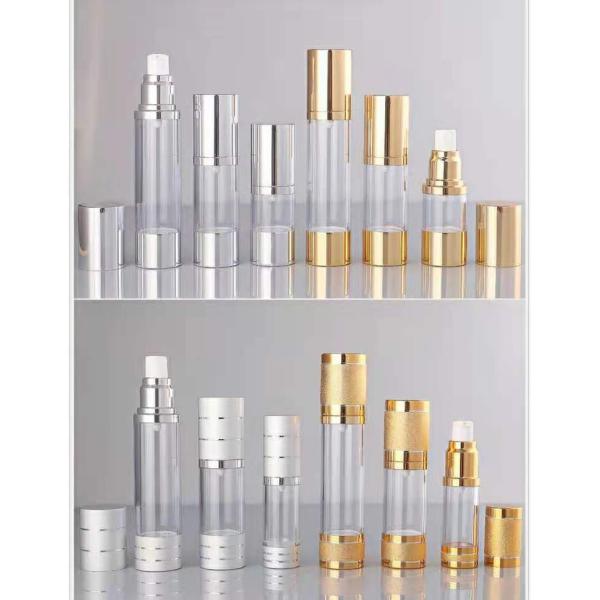 15ml 20ml 30ml 50ml 100ml airless window bottle covered with Silver Gold aluminum