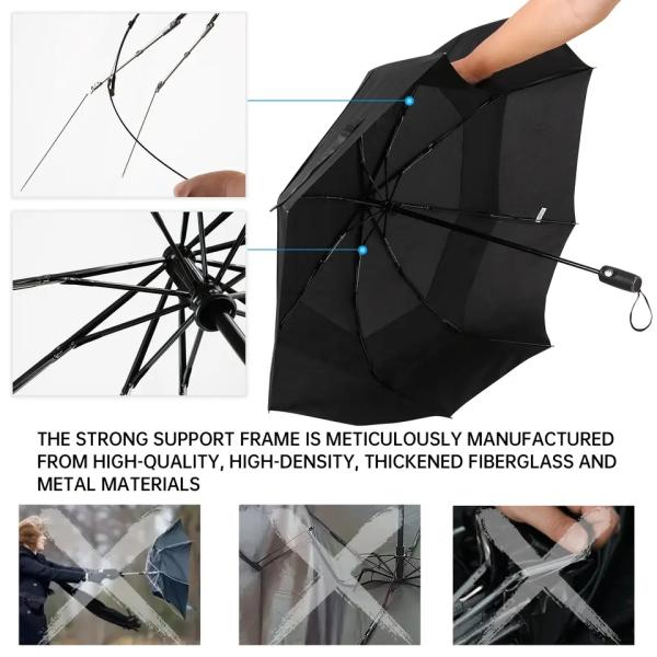 Customized Color Wind Resistant Small Folding Backpack Umbrella for False Double Layer