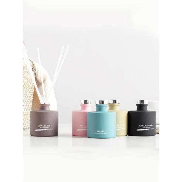 200ml Round Glass Reed Diffuser Bottles Matte Black Matte Blue Custom Logo Printed