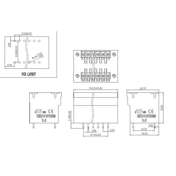 2EDGVHM-3.5 300V double row Pluggable Terminal Blocks supplyer