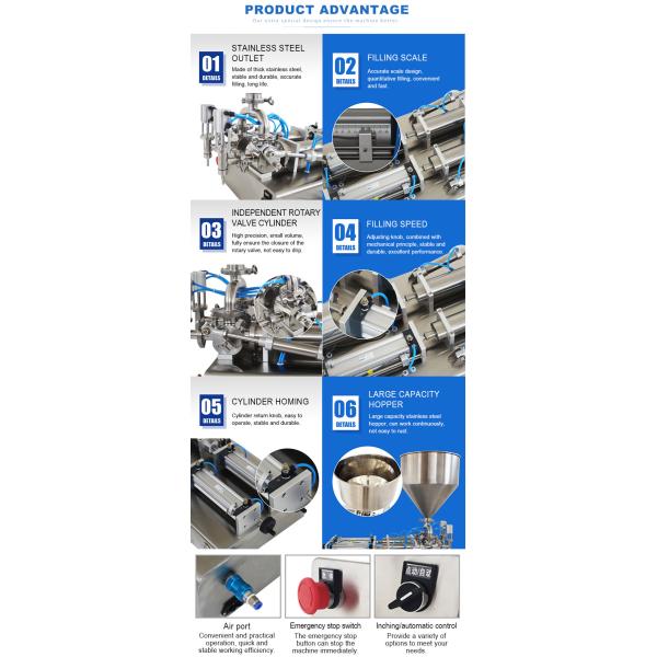 stainless steel semi automatic liquid bread cream paste filling machine