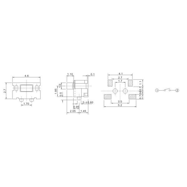 Snap In Type SMT Tactile Push Button Switch 4.6x2.7mm
