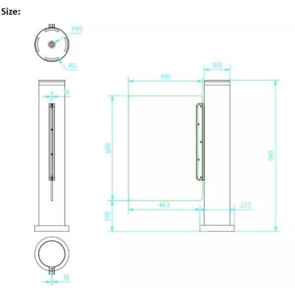Slim Design Bidirectional Access Control Speed Gate Turnstile - Side View