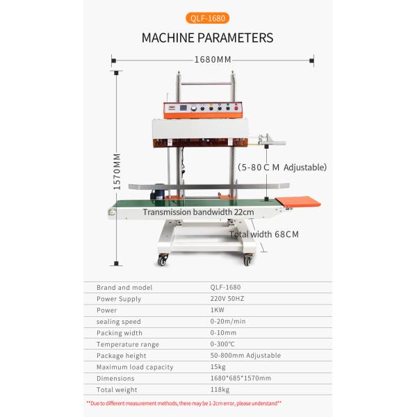 1680*685*1550MM Vertical Continuous Band Sealing Machine for Versatile Packaging