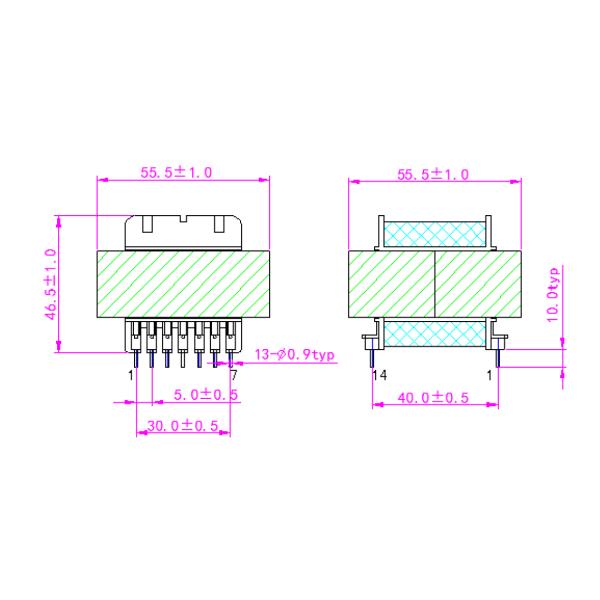 Large Current EE55 High Frequency Transformer