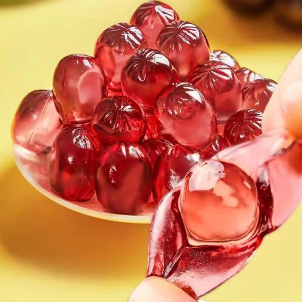 Multi-colored filled gummy balls in bulk packaging
