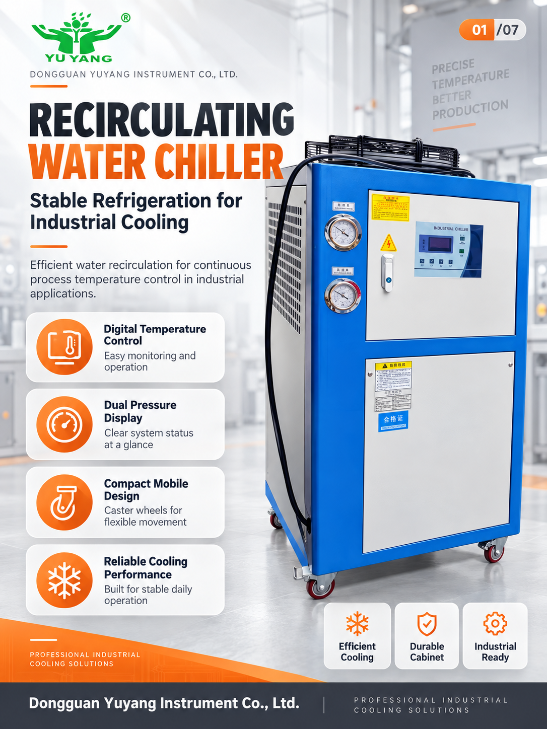 Recirculating Water Cooling Industrial Chiller Refrigerant Chilling Machine