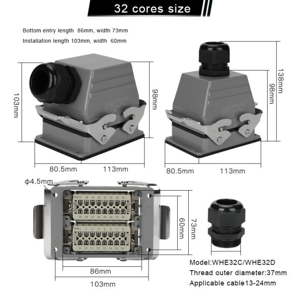 7mm Stripping Waterproof Electrical Connectors 500V WHE32C