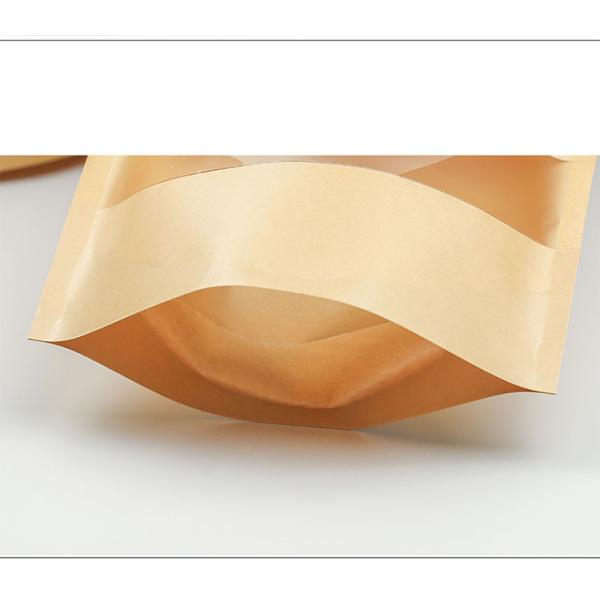 Brown Kraft Paper Biodegradable Stand Up Pouch With Window