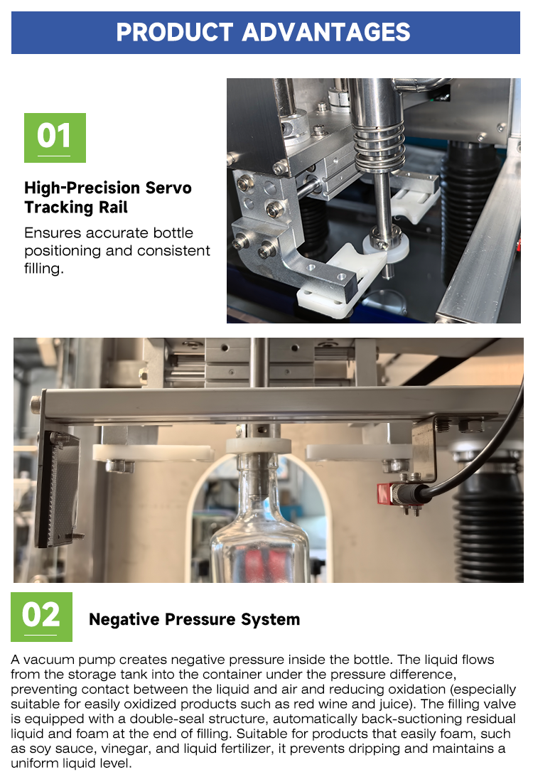 Multi-functional Automatic Tracking Negative Pressure Filling Machine for Champagne Red Dry Wine White Dry Wine Sparkling Wine