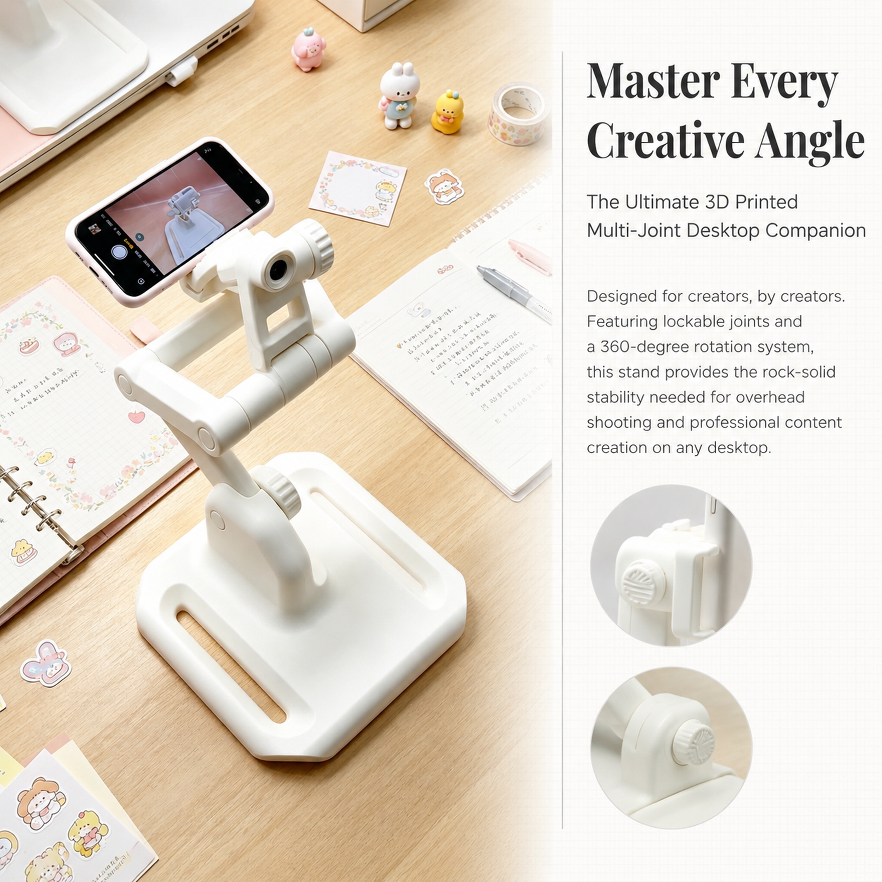 Height Adjustable Digital 3D Printing Angle Adjustable Rotary Base Cell Phone Stand