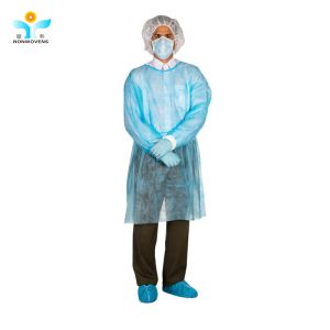 Non Sterilization Polypropylene Isolation Gown surgical Velcro Cuffs Elastic