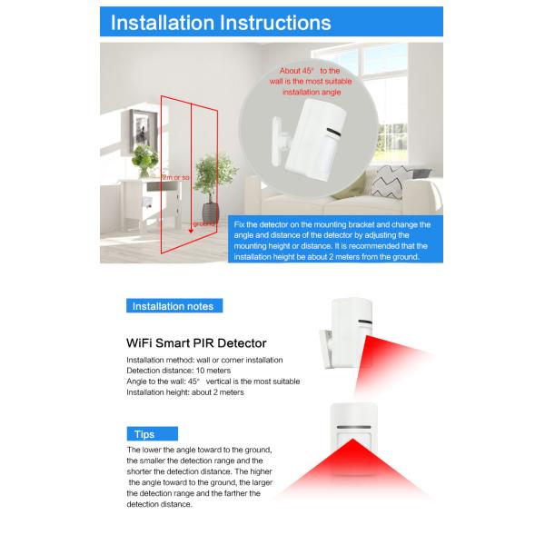 10M Alexa Human Motion Detection Sensor 95% RH Smart Alarm Sensor