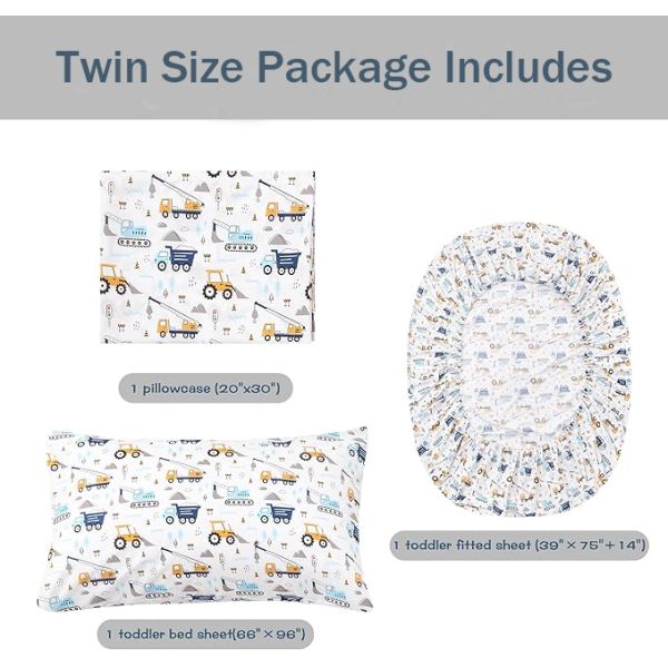 Boys Sheet Set with White Car Pattern,Breathable Silky Soft Microfiber Kids Sheet Set