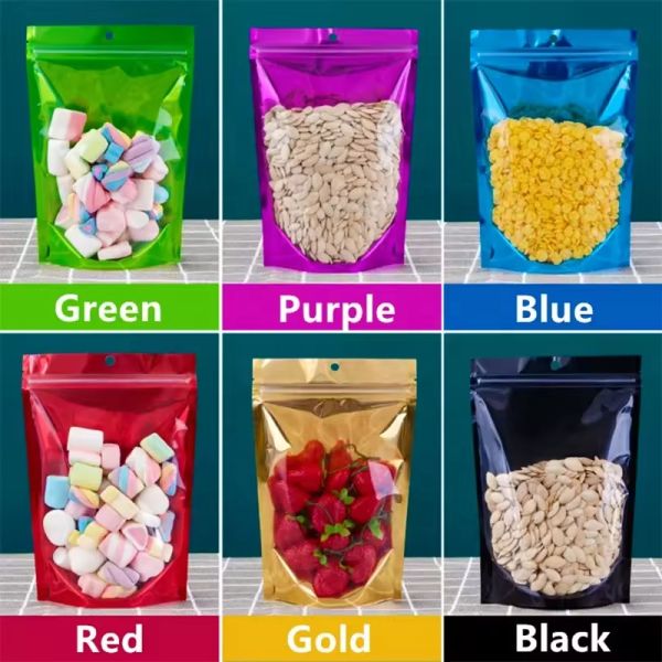 Premium Stand up Pouch Clear Resealable Plastic Zip Lock Bag for Snacks Candy Coffee Cereal Storage