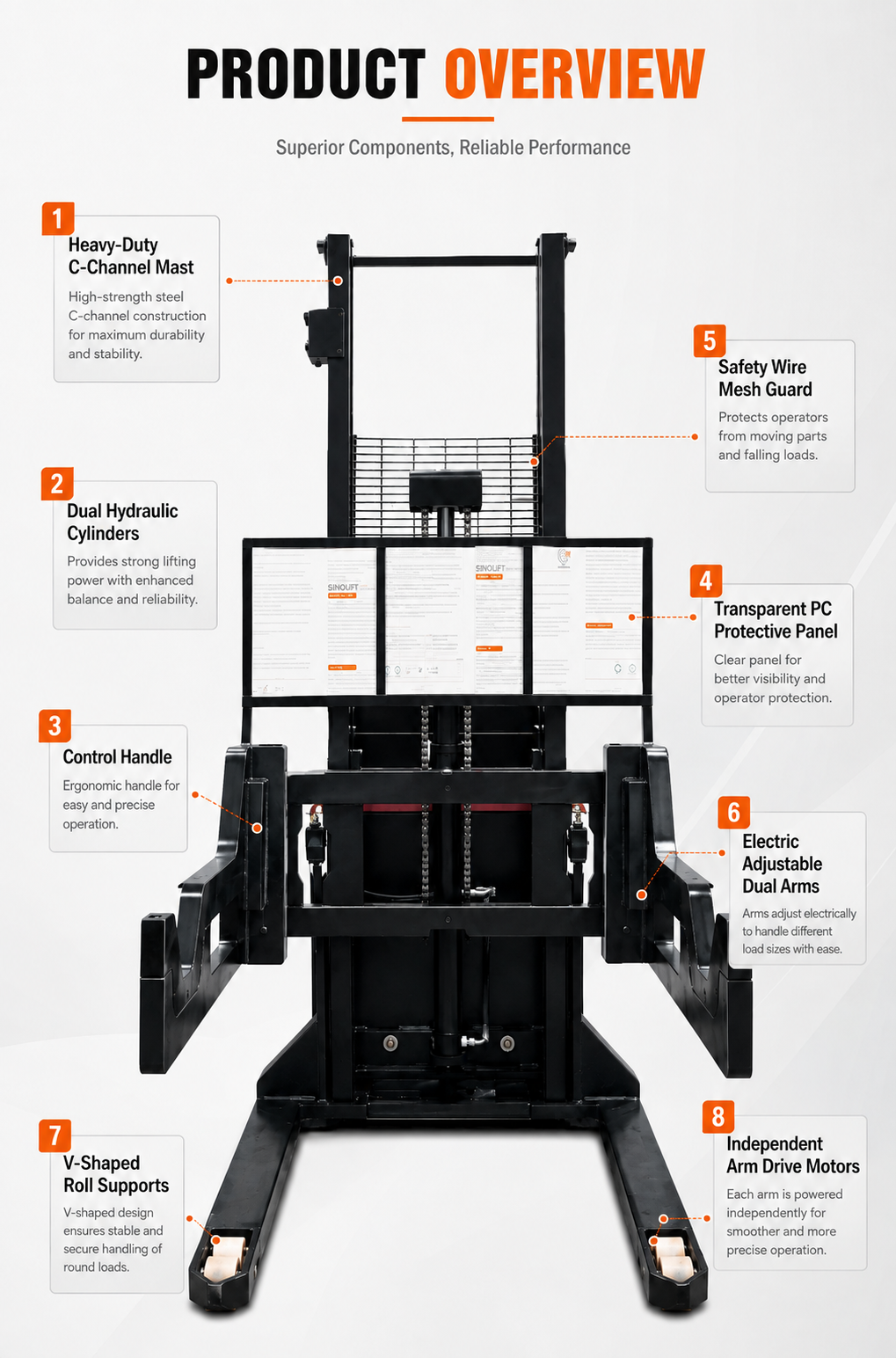 CDD20 Electric Adjustable Dual-Arm Stacker