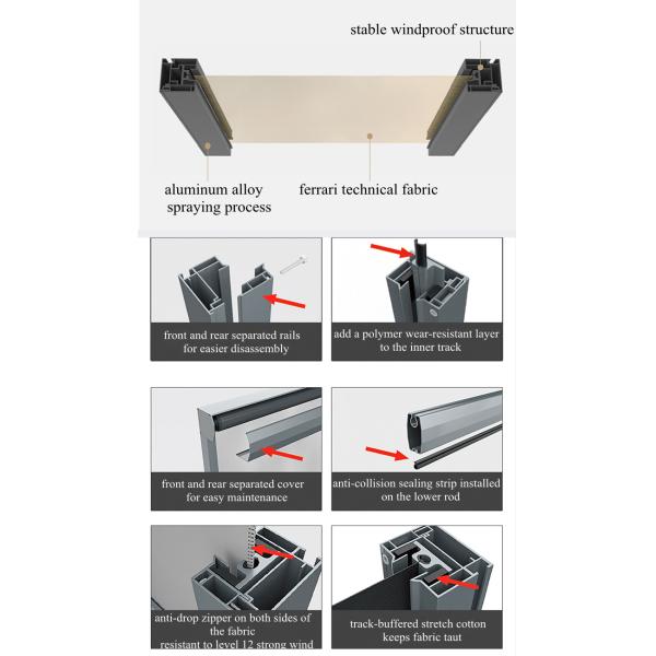 Motorized Outdoor Zip Screen Canvas Blind Waterproof Automatic Zip Track Roller Blinds