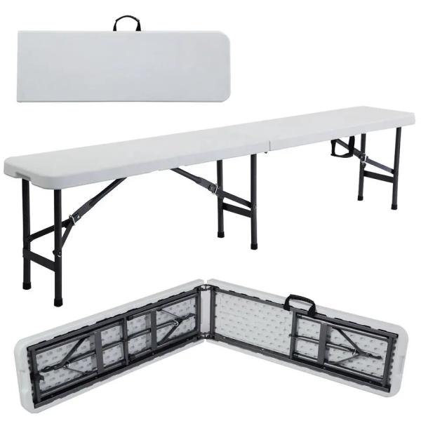 Modern Design 6FT Folding In Half Bench with Plastic Panel White or Customized Color
