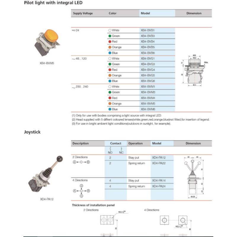 XB4 BA42 22mm Flat Push Button Switch with Momentary Function Max 10A Current