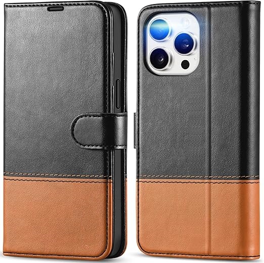 RFID Blocking 4 Card Slots Kickstand Shockproof TPU Interior Case for iPhone 15 Pro Max Leather Magnetic Wallet Case Case