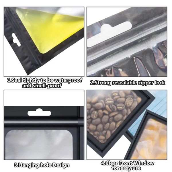 Affordable Pricing Versatile Sizes Colors Ziplock Reusable Plastic Food Packaging Storage Clear Window Mylar Bags