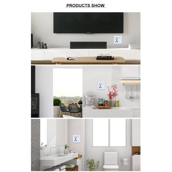 Ce Certificate Wifi Universal Wall Socket Uk Standard Wireless Outlet Double Plug With Touch Glass Panel